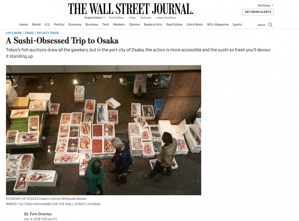 The Wall Street Journal – A Sushi-Obsessed Trip to Osaka